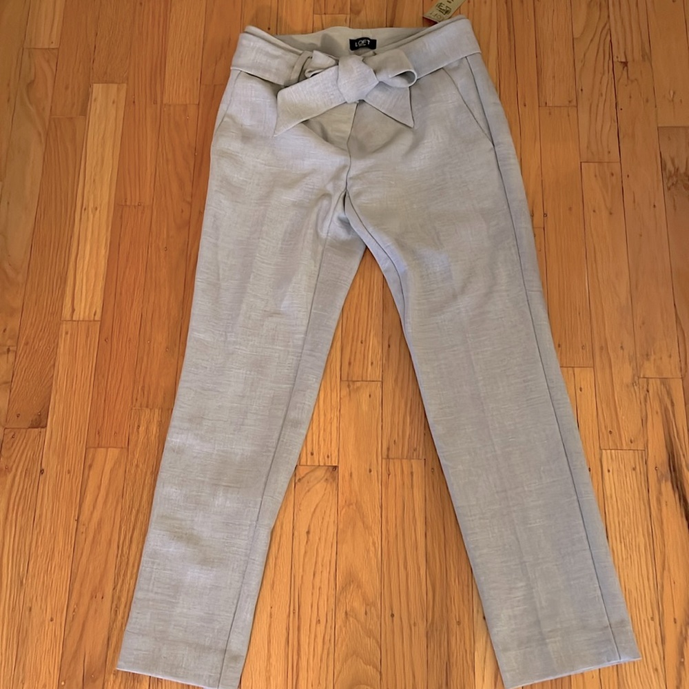 BRAND NEW! Loft light grey tie waist skinny slim dress pants trousers 00 Petite